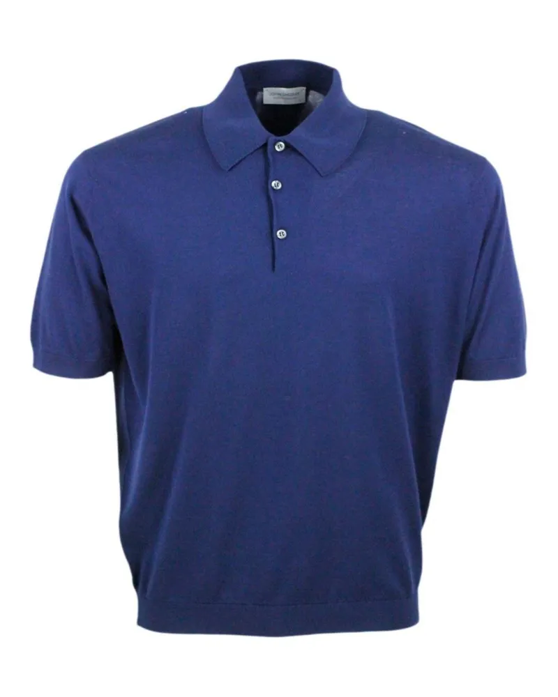 John Smedley Poloshirt Blau