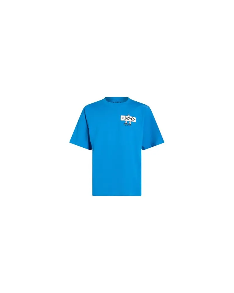 Edwin Jeans TOPS - T-shirtsauf YOOX.COM Azurblau