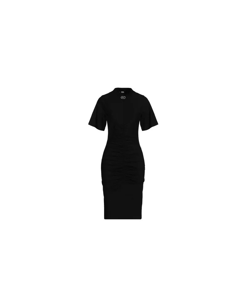 Karl Lagerfeld RUCHED T-SHIRT DRESS - KLEIDER - Midi-Kleiderauf YOOX.COM Schwarz