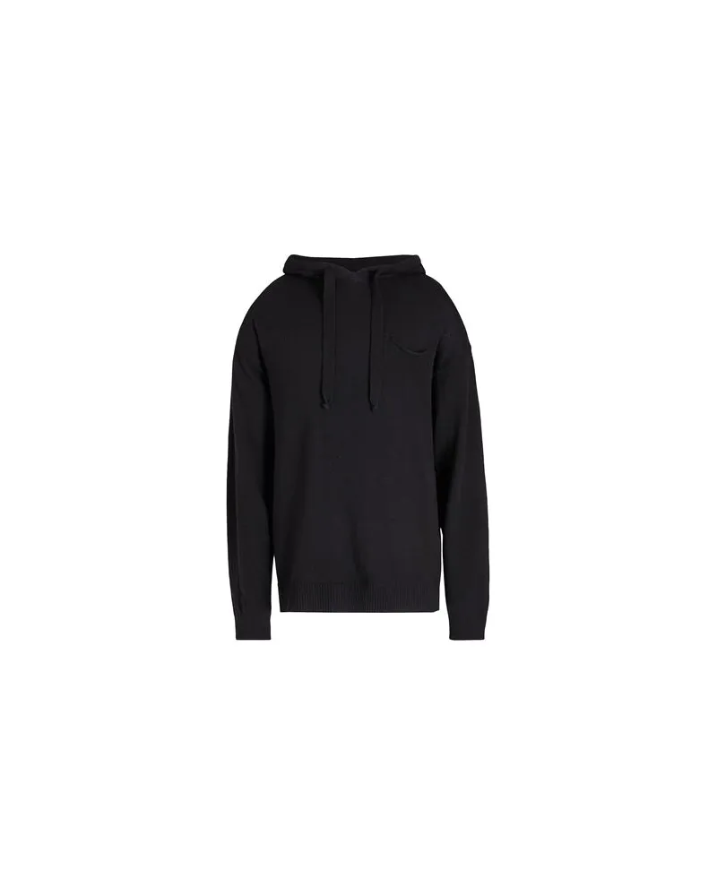 8 by Yoox WOOL BLEND POCKET KNIT HOODIE - STRICKWAREN - Pulloverauf YOOX.COM Schwarz