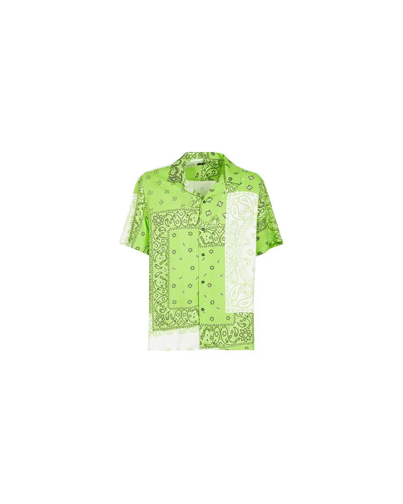 8 by Yoox PRINTED VISCOSE COLLAR CAMP SHIRT  - TOPS - Hemdenauf YOOX.COM Limettengrün