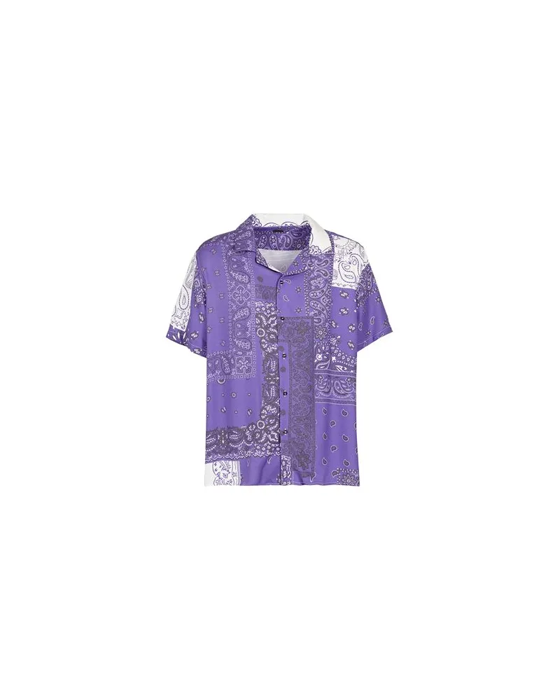 8 by Yoox PRINTED VISCOSE COLLAR CAMP SHIRT  - TOPS - Hemdenauf YOOX.COM Violett