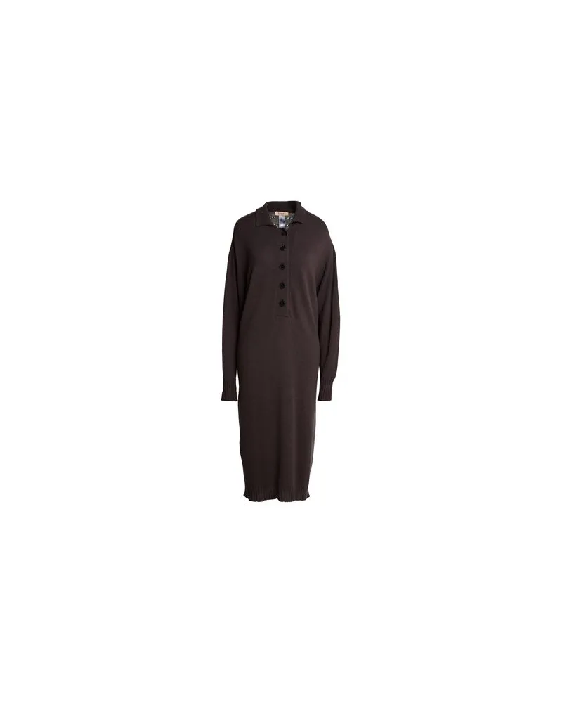 Twin-Set KLEIDER - Midi-Kleiderauf YOOX.COM Dunkelbraun