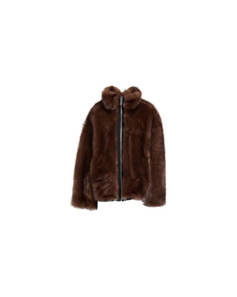 MAX&Co. AZOTO  - JACKEN & MÄNTEL - Shearling- & Kunstfellauf YOOX.COM Braun