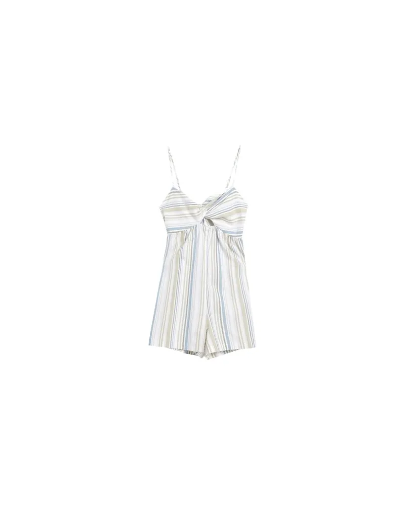 Topshop linen pastel stripe tie front playsuit   - OVERALLS - Playsuitsauf YOOX.COM Elfenbein
