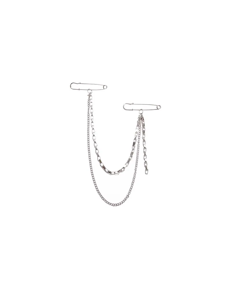 8 by Yoox DOUBLE CHAIN BROOCH  - SCHMUCK und UHREN - Broschenauf YOOX.COM Silber