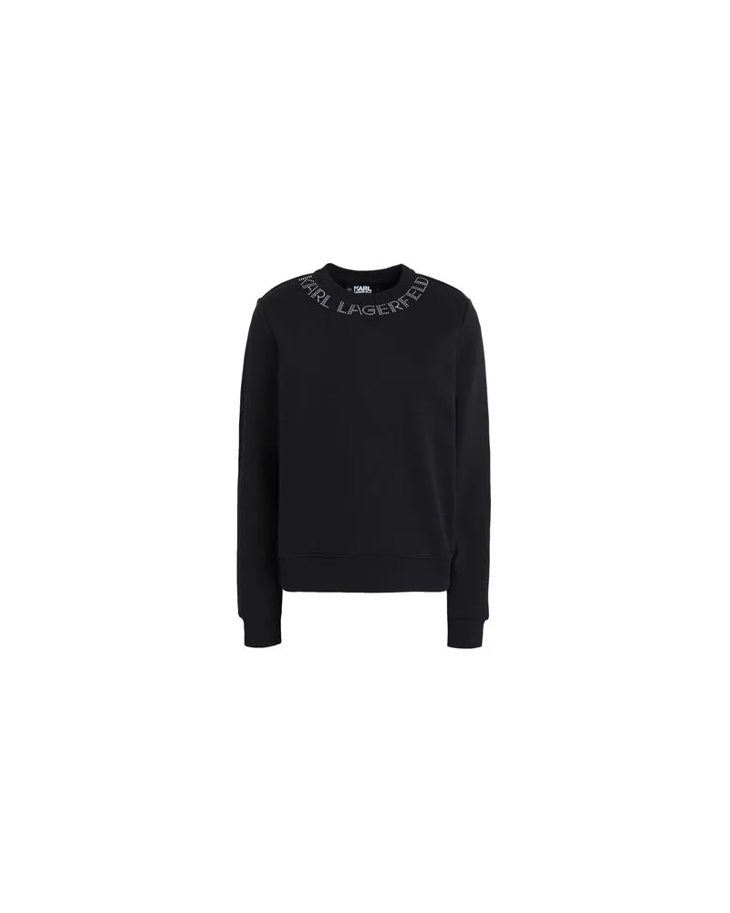 Karl Lagerfeld Rhinestone Logo Neck Sweat  - TOPS - Sweatshirtsauf YOOX.COM Schwarz
