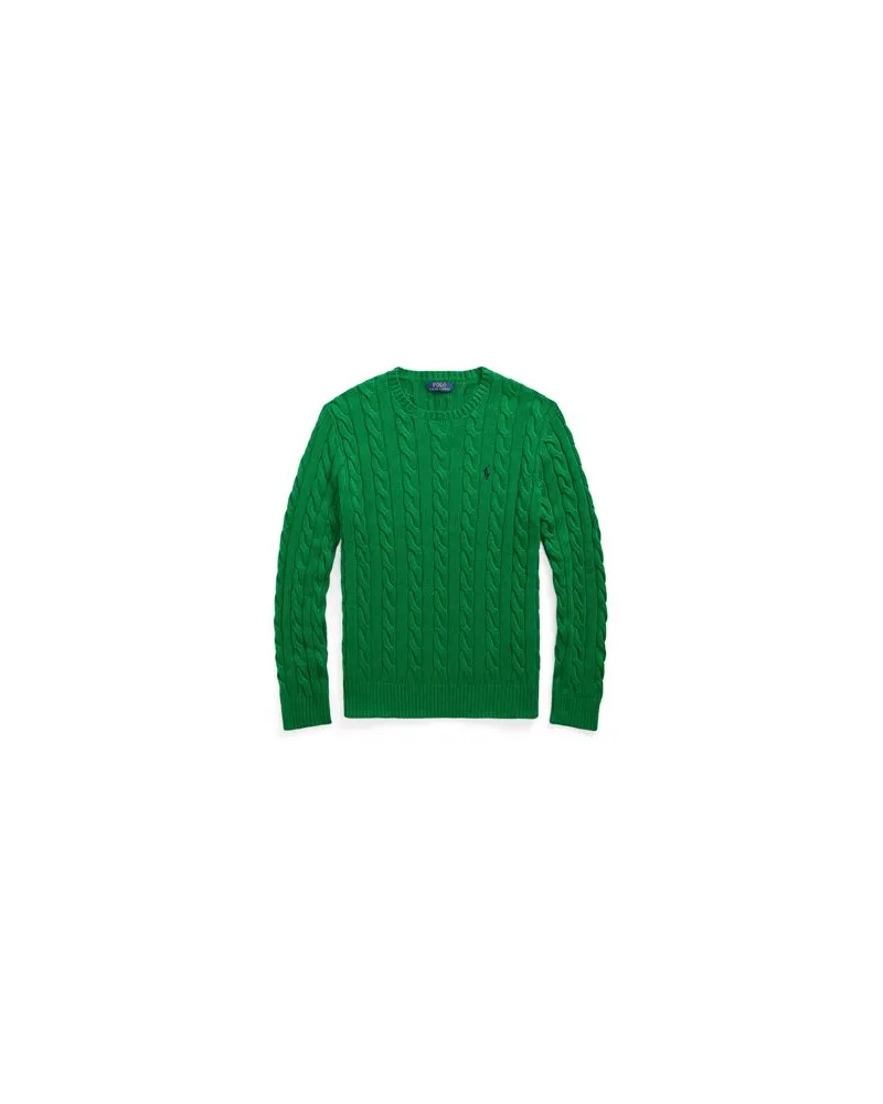 Ralph Lauren CABLE-KNIT COTTON SWEATER   - STRICKWAREN - Pulloverauf YOOX.COM Smaragdgrün