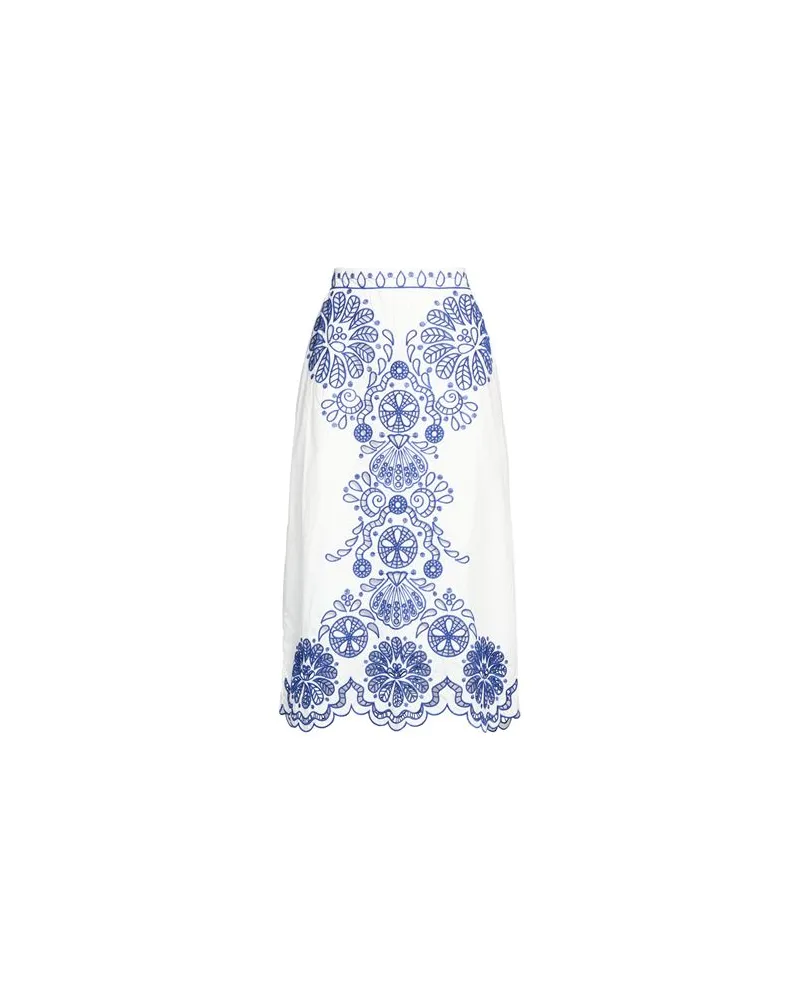 FARM Rio OFF-WHITE AND BLUE GRAPHIC RICHELIEU MIDI SKIRT  - HOSEN & RÖCKE - Midi-Röckeauf YOOX.COM Blau