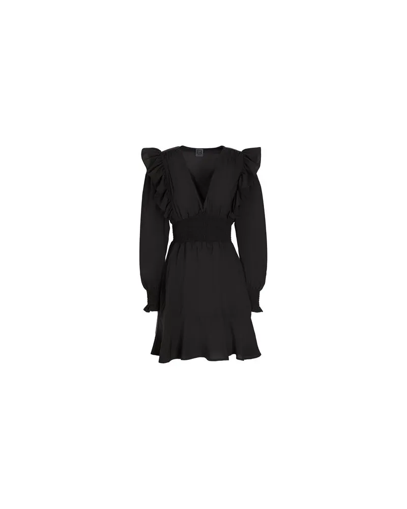 8 by Yoox FRILL L/SLEEVE MINI DRESS - KLEIDER - Mini-Kleiderauf YOOX.COM Schwarz