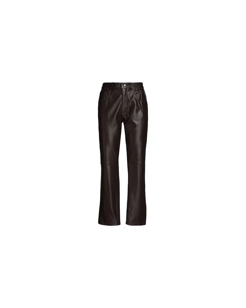 8 by Yoox STRAIGHT-LEG LEATHER PANTS  - HOSEN & RÖCKE - Hosenauf YOOX.COM Dunkelbraun