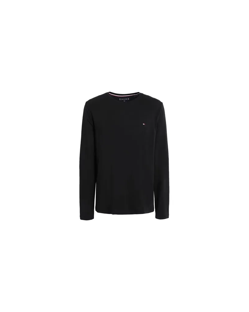 Tommy Hilfiger STRETCH SLIM FIT LONG T-SHIRT  - TOPS - T-shirtsauf YOOX.COM Schwarz