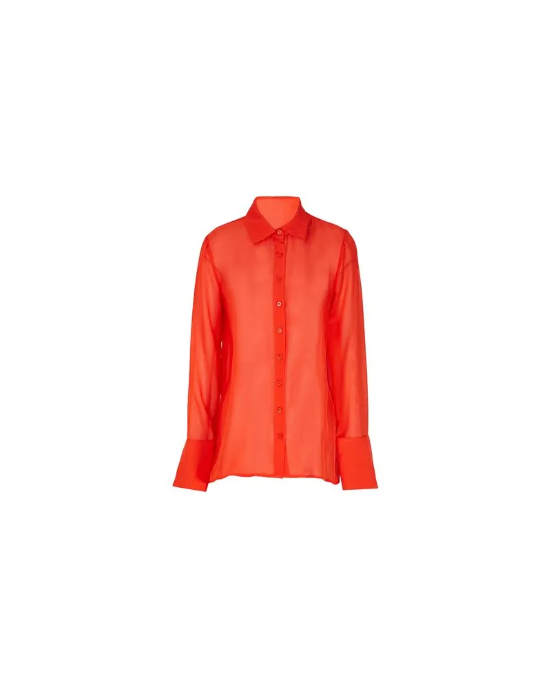 8 by Yoox SILK CHIFFON L/SLEEVE CHEMISIER  - TOPS - Hemdenauf YOOX.COM Orange