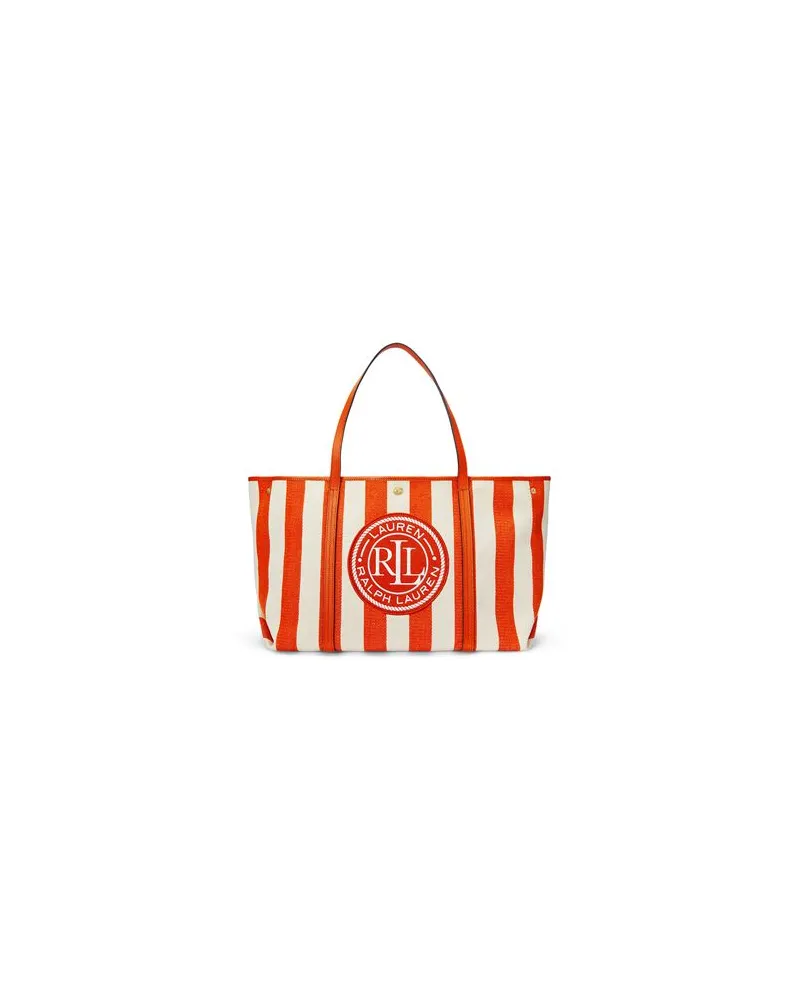 Ralph Lauren STRIPED HERRINGBONE LARGE EMERIE TOTE  - TASCHEN - Handtaschenauf YOOX.COM Orange