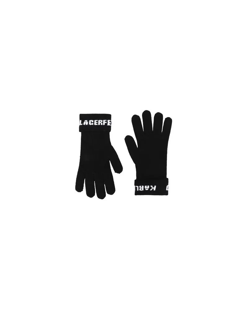 Karl Lagerfeld SOFT KNIT LOGO GLOVES  - ACCESSOIRES - Handschuheauf YOOX.COM Schwarz