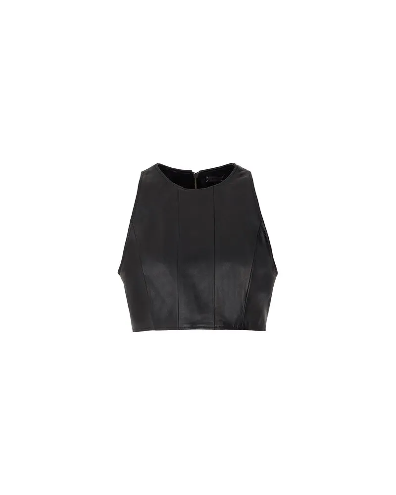 8 by Yoox LEATHER HALTER CROP TOP  - TOPS - Topsauf YOOX.COM Schwarz