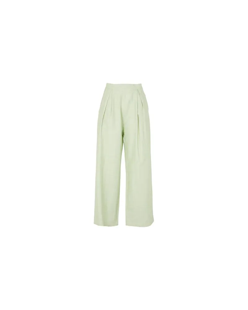 8 by Yoox COTTON-LINEN PLEATED WIDE-LEG PANTS   - HOSEN & RÖCKE - Hosenauf YOOX.COM Säuregrün
