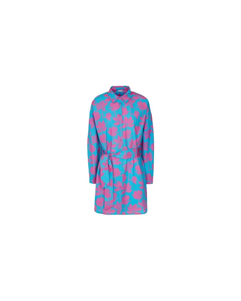 8 by Yoox PRINTED COTTON CHEMISIER BELTED MINI DRESS  - KLEIDER - Mini-Kleiderauf YOOX.COM Fuchsia