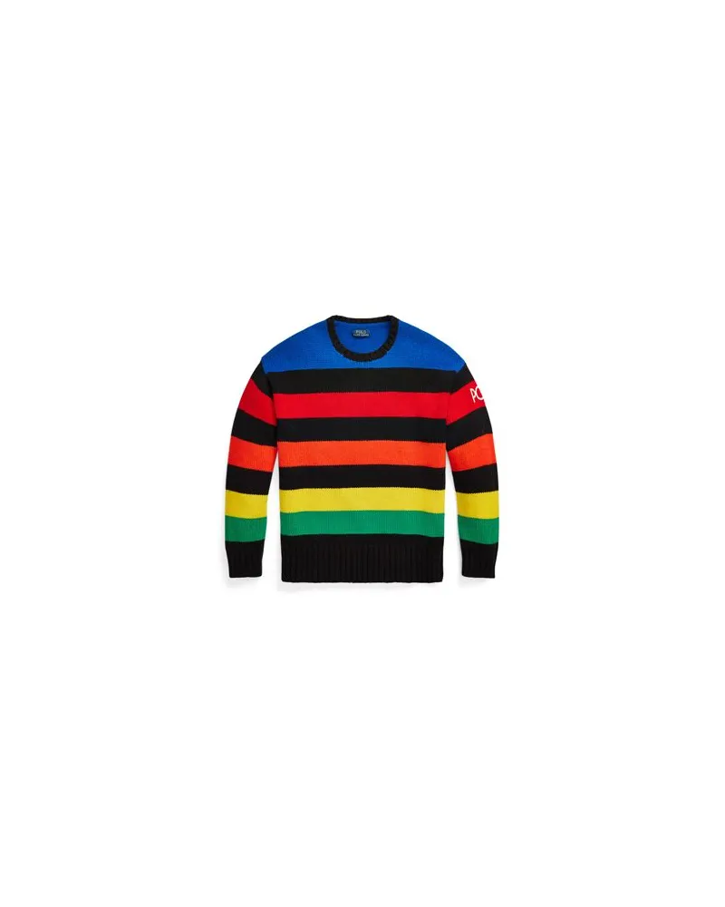 Ralph Lauren LOGO STRIPED WOOL-BLEND SWEATER   - STRICKWAREN - Pulloverauf YOOX.COM Rot