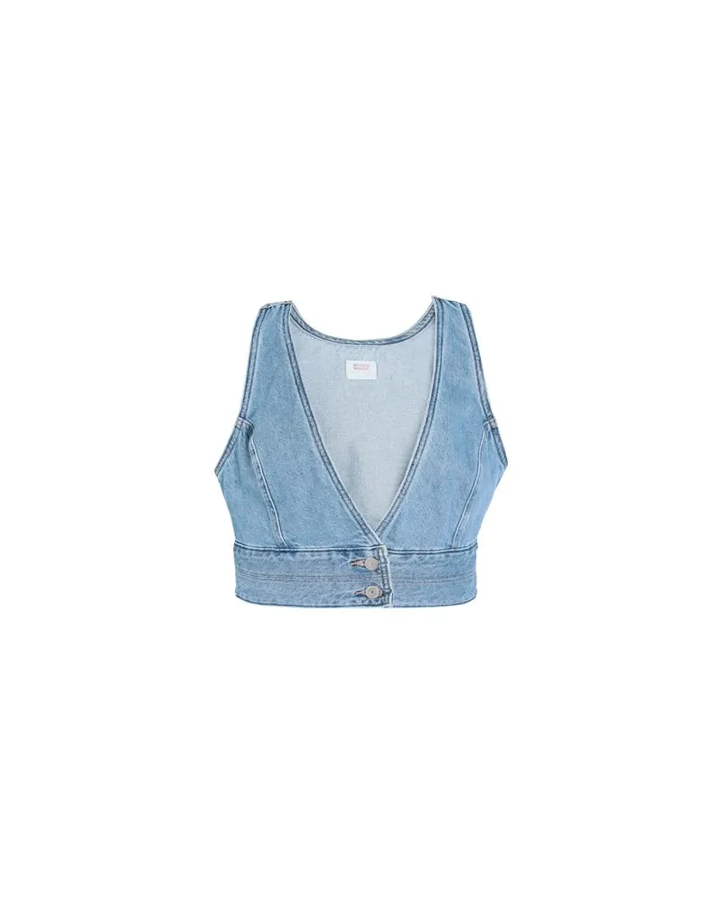Levi's RAINE DENIM CROP TOP WORN IN  - TOPS - Topsauf YOOX.COM Blau