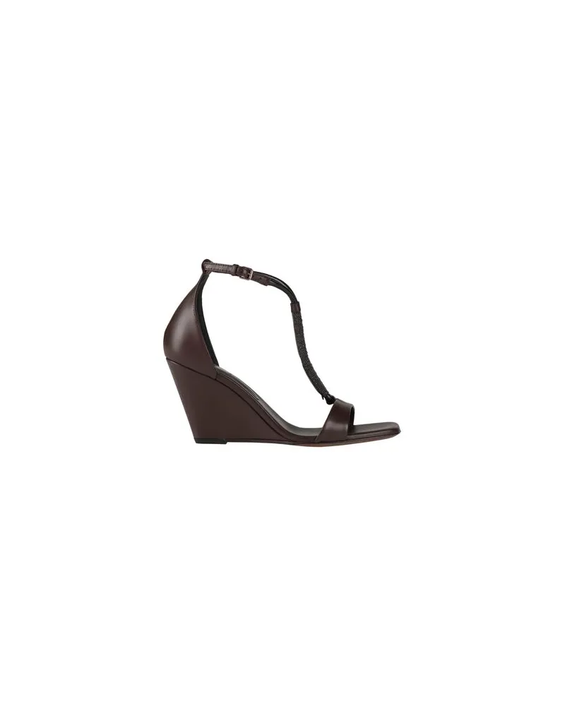 Brunello Cucinelli SCHUHE - Sandalenauf YOOX.COM Dunkelbraun
