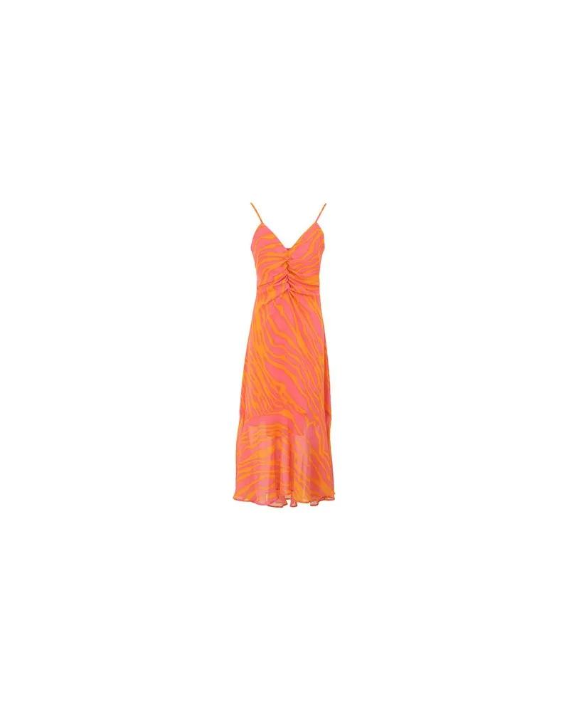 8 by Yoox PRINTED CHIFFON RUFFLE SLIP MIDI DRESS  - KLEIDER - Maxi-Kleiderauf YOOX.COM Orange