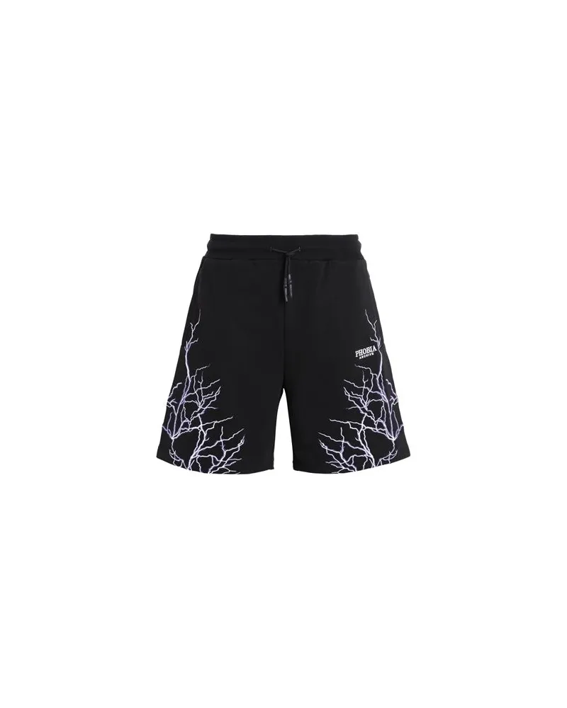 Phobia Archive BLACK SHORTS WITH PURPLE EMBROIDERY LIGHTNING  - HOSEN & RÖCKE - Shorts & Bermudashortsauf YOOX.COM Schwarz