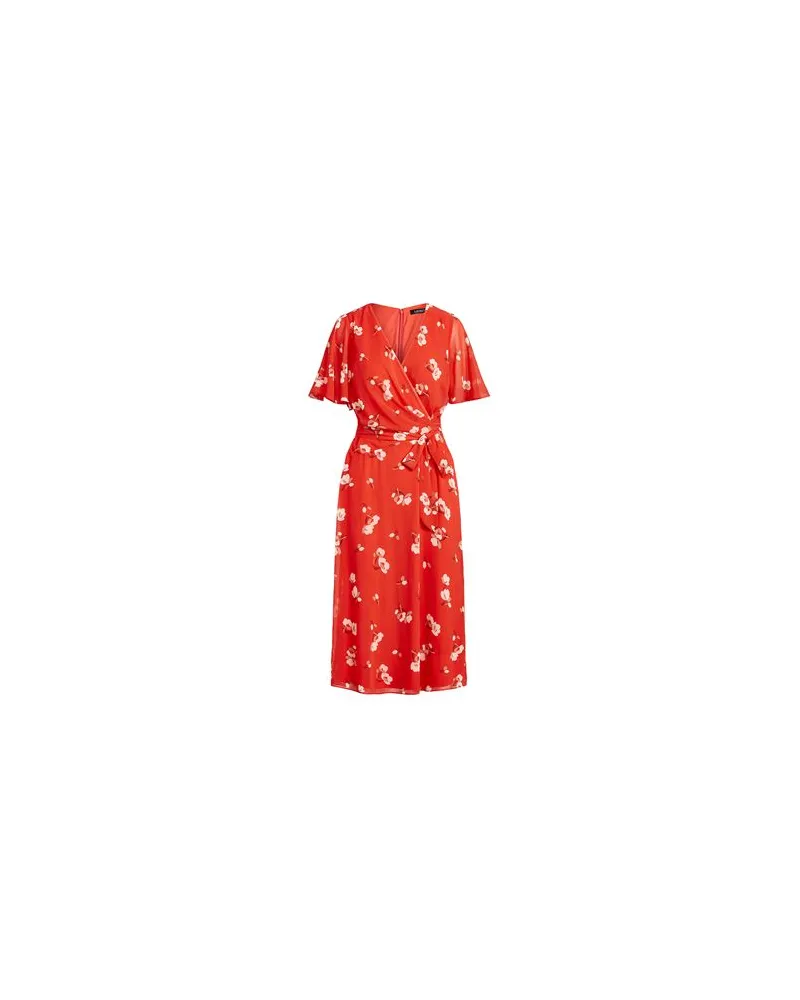 Ralph Lauren FLORAL CRINKLED GEORGETTE DRESS  - KLEIDER - Midi-Kleiderauf YOOX.COM Koralle