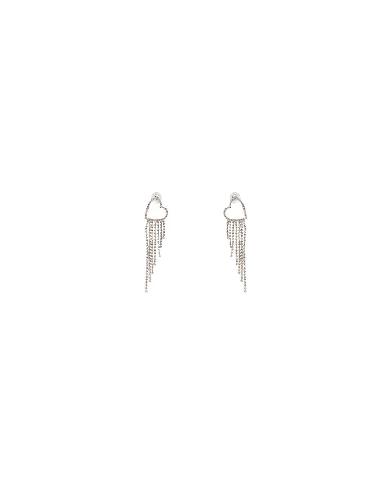 8 by Yoox HEART SHAPED RHINESTONES EARRINGS WITH FRINGES  - SCHMUCK und UHREN - Ohrringeauf YOOX.COM Silber