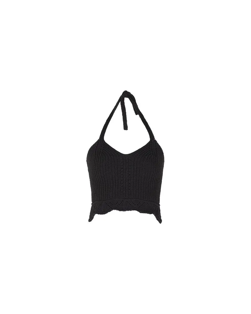 8 by Yoox COTTON KNIT CROP TOP  - TOPS - Topsauf YOOX.COM Schwarz