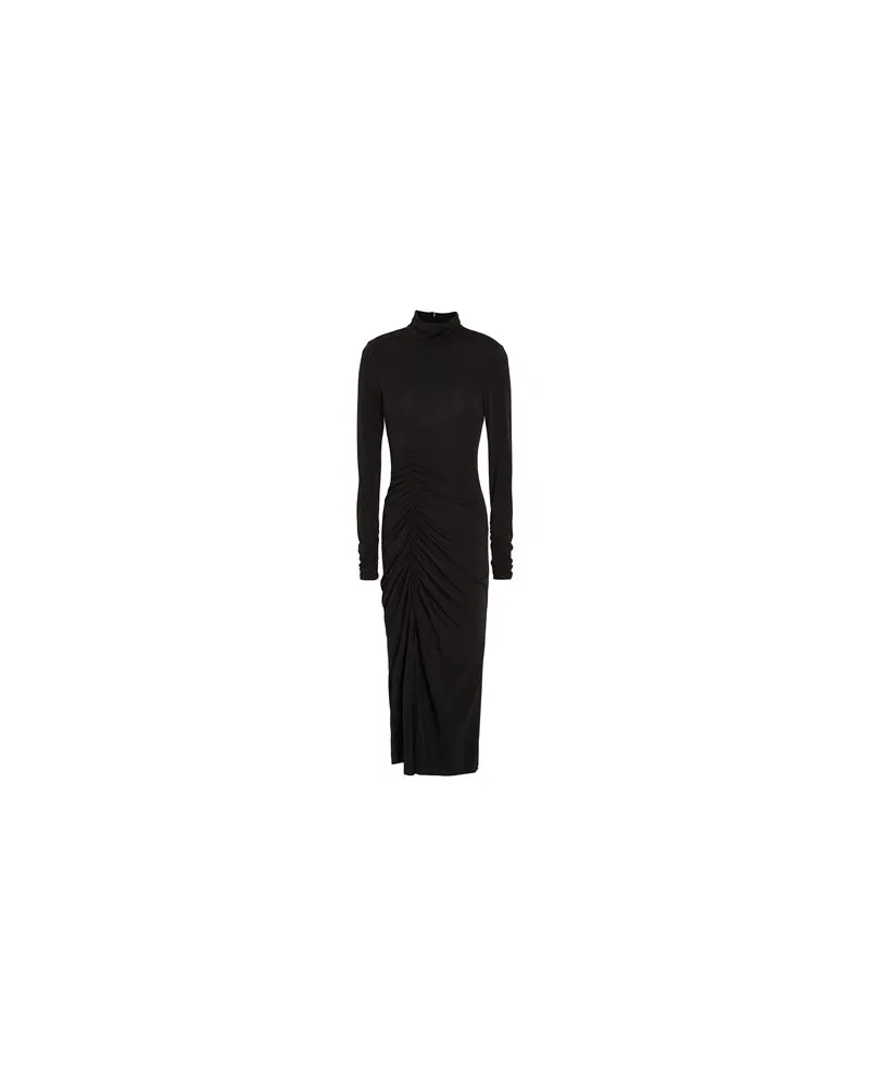 8 by Yoox JERSEY HIGH-NECK LONG DRESS W/ FRONT GATHERING  - KLEIDER - Midi-Kleiderauf YOOX.COM Schwarz