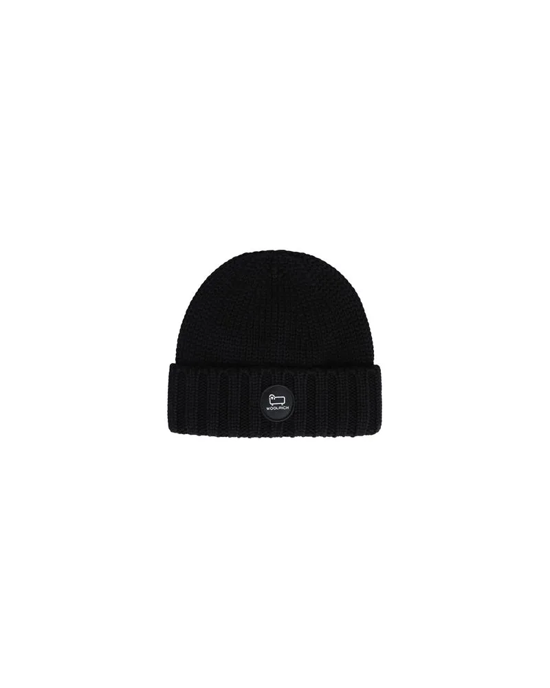 Woolrich MERINO WOOL LOGO BEANIE - ACCESSOIRES - Mützen & Hüteauf YOOX.COM Schwarz