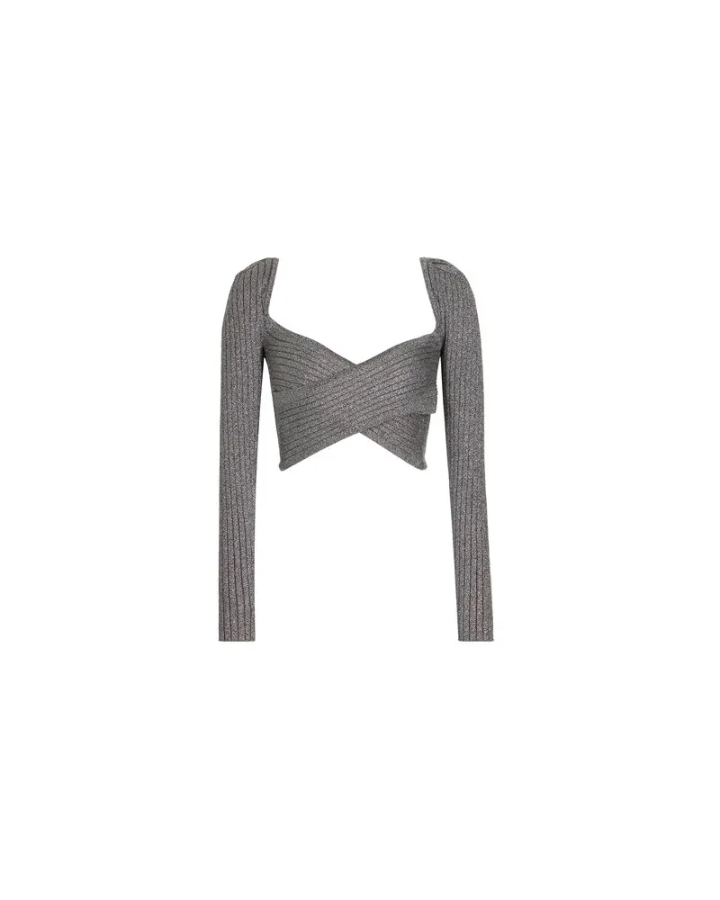 8 by Yoox METALLIC KNIT CROP TOP - TOPS - Topsauf YOOX.COM Silber