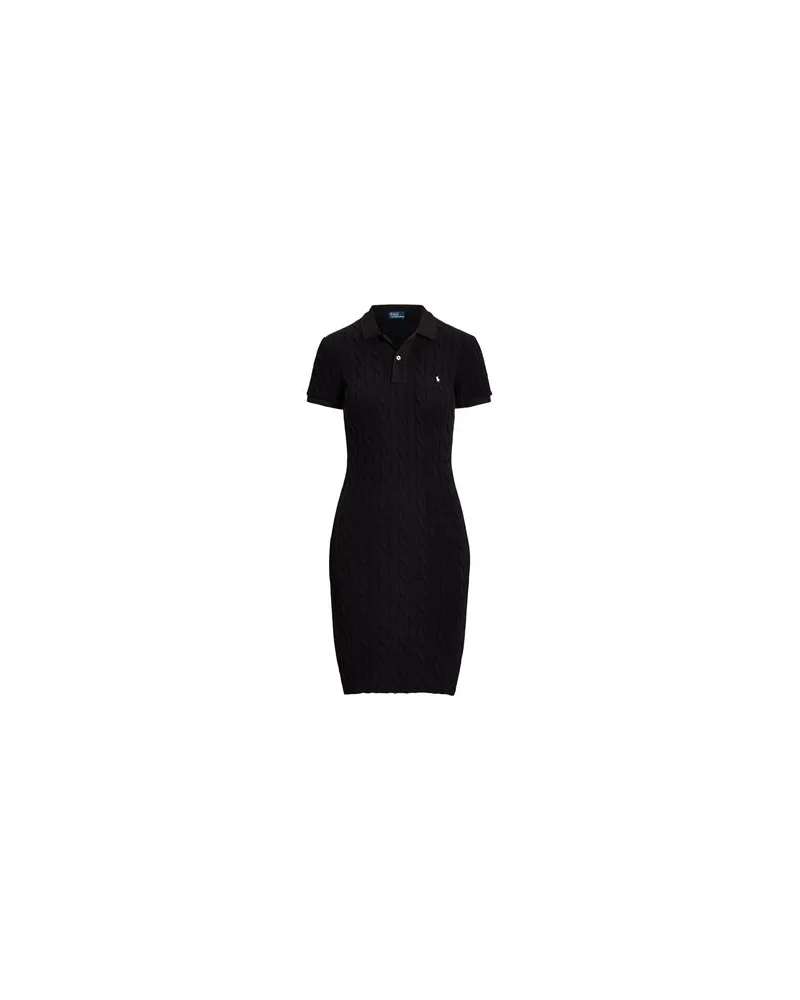 Ralph Lauren SKINNY FIT CABLE COTTON POLO DRESS  - KLEIDER - Mini-Kleiderauf YOOX.COM Schwarz