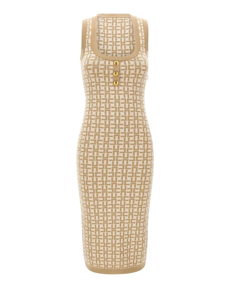 Elisabetta Franchi Midi-Kleid Beige