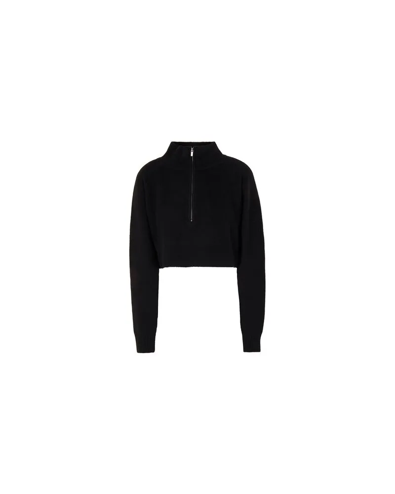 8 by Yoox KNIT CROPPED HALF-ZIP SWEATER  - STRICKWAREN - Rollkragenpulloverauf YOOX.COM Schwarz