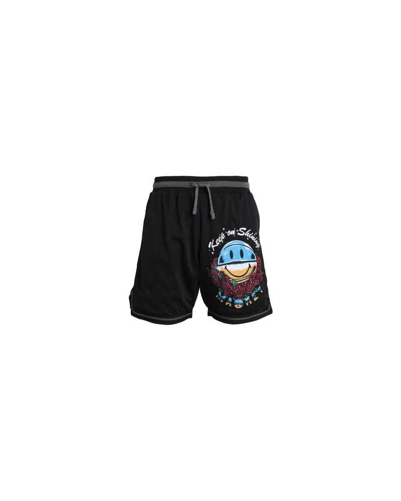 Market SMILEY KEEP ON SHINING MESH SHORTS		  - HOSEN & RÖCKE - Shorts & Bermudashortsauf YOOX.COM Schwarz