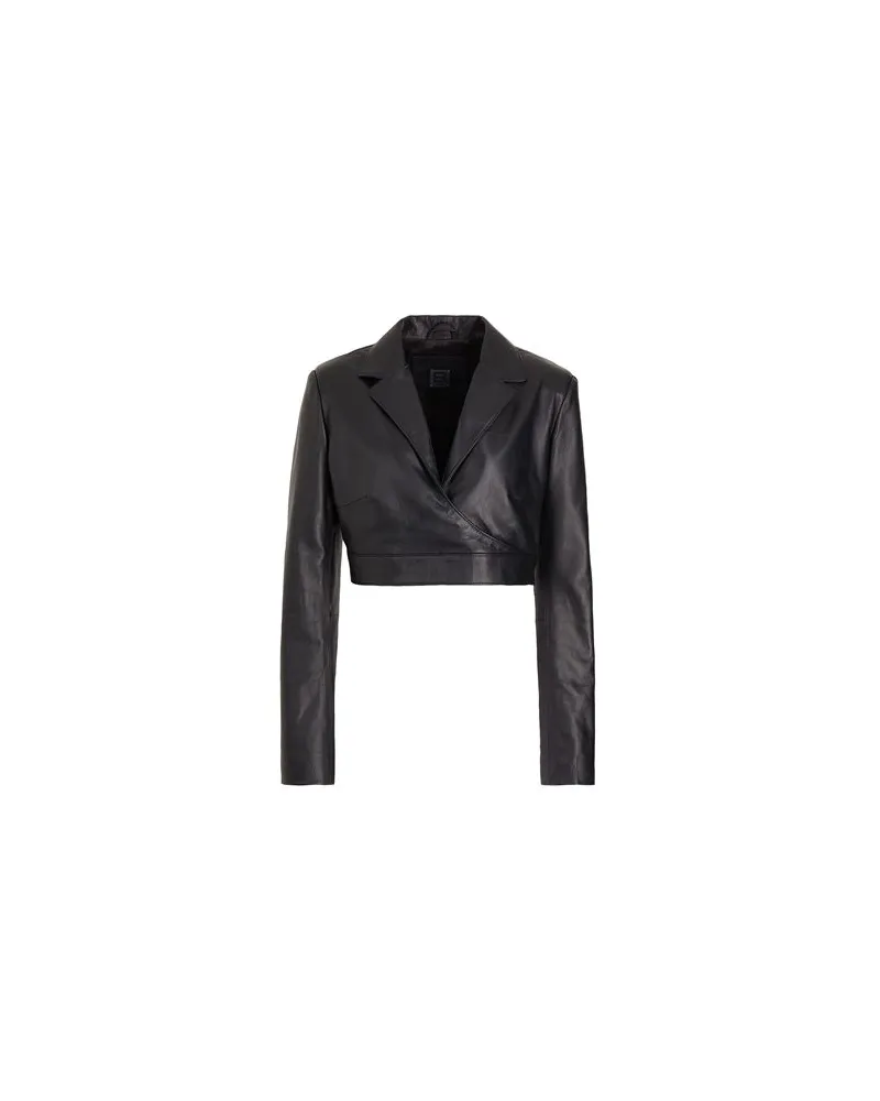 8 by Yoox LEATHER BLAZER CROPPED TOP  - TOPS - Topsauf YOOX.COM Schwarz