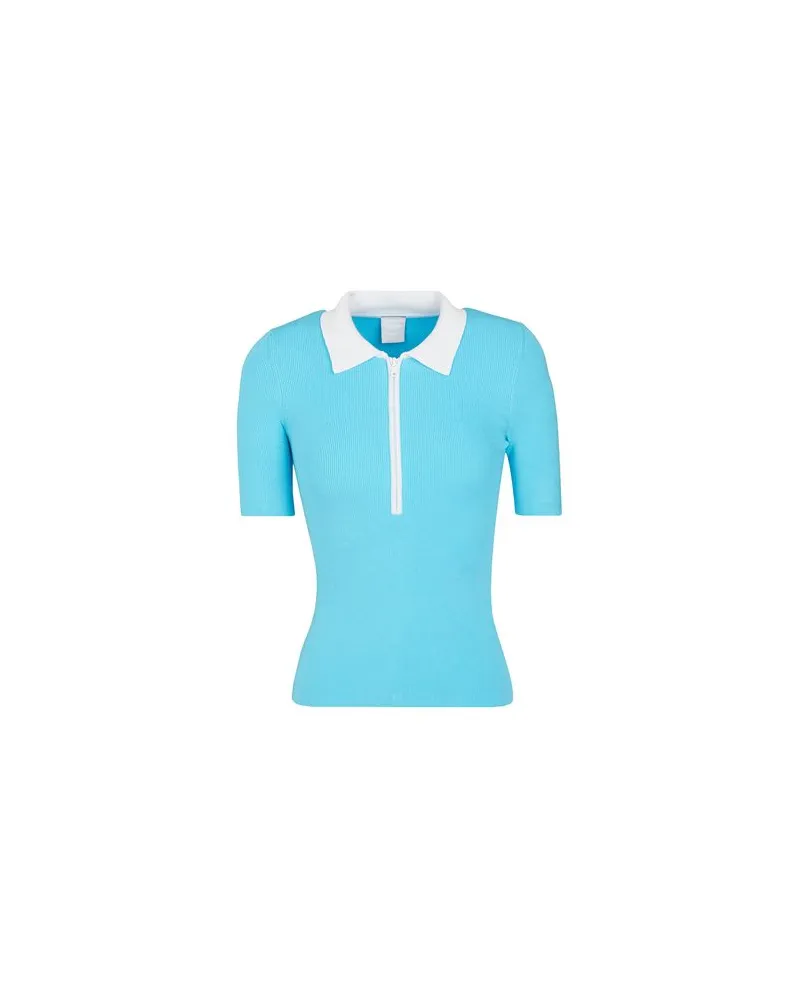 8 by Yoox VISCOSE ZIP-UP POLO NECK TOP  - STRICKWAREN - Pulloverauf YOOX.COM Azurblau