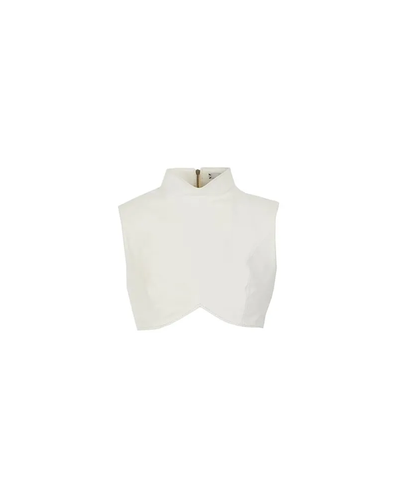 8 by Yoox LEATHER MOCK NECK CROPPED TOP  - TOPS - Topsauf YOOX.COM Elfenbein