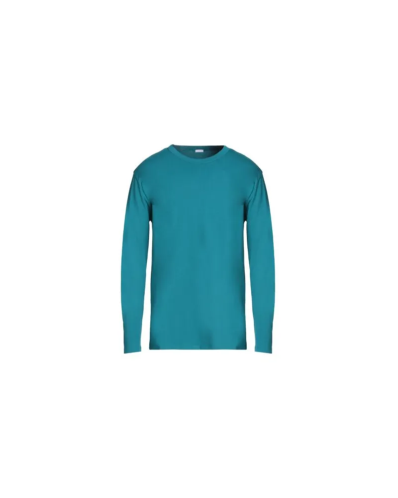 8 by Yoox ORGANIC COTTON BASIC L/SLEEVE T-SHIRT  - TOPS - T-shirtsauf YOOX.COM Aquamarin