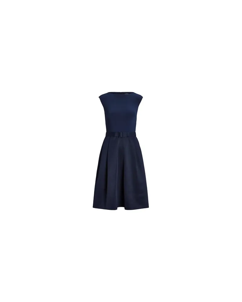 Ralph Lauren BELTED FAILLE & JERSEY COCKTAIL DRESS  - KLEIDER - Midi-Kleiderauf YOOX.COM Marineblau