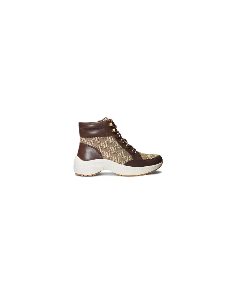 Ralph Lauren RYLEE MONOGRAM JACQUARD HIGH-TOP SNEAKER  - SCHUHE - Sneakersauf YOOX.COM Braun
