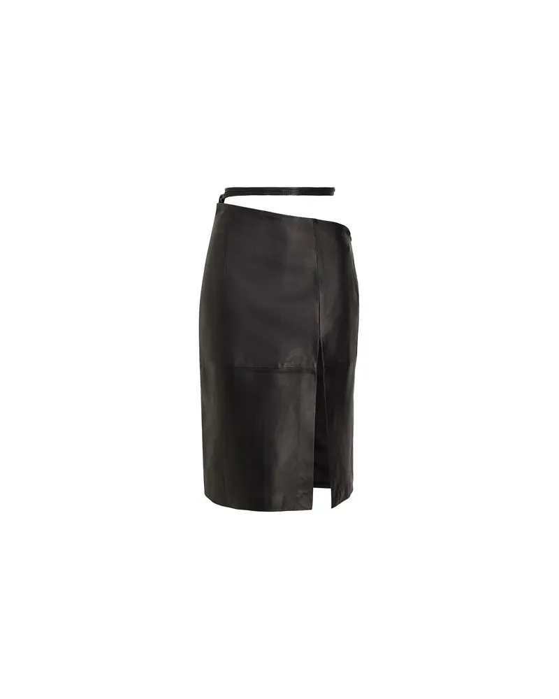 8 by Yoox LEATHER HIGH-WAIST CUT-OUT MIDI SKIRT  - HOSEN & RÖCKE - Midi-Röckeauf YOOX.COM Schwarz