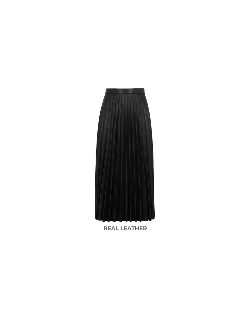8 by Yoox LEATHER PLEATED MIDI SKIRT  - HOSEN & RÖCKE - Midi-Röckeauf YOOX.COM Schwarz
