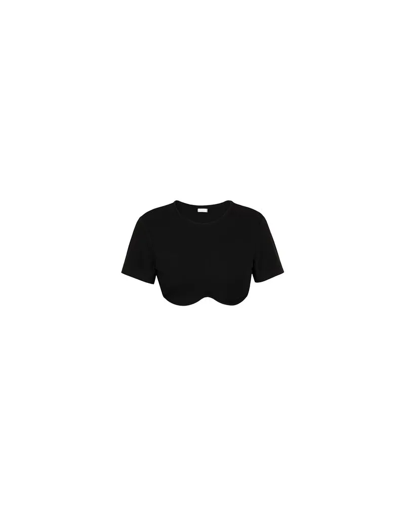 8 by Yoox UNDERWIRE S/SLEEVE CROP T-SHIRT  - TOPS - Topsauf YOOX.COM Schwarz