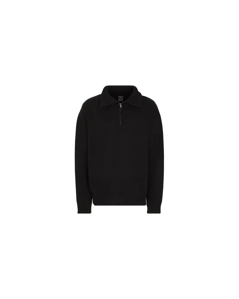 8 by Yoox WOOL BLEND KNIT HALF ZIP JUMPER  - STRICKWAREN - Rollkragenpulloverauf YOOX.COM Schwarz