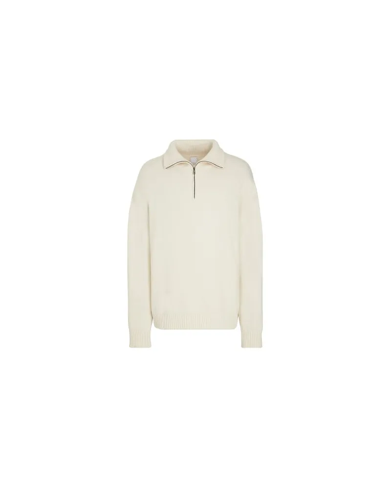 8 by Yoox WOOL BLEND KNIT HALF ZIP JUMPER  - STRICKWAREN - Rollkragenpulloverauf YOOX.COM Elfenbein