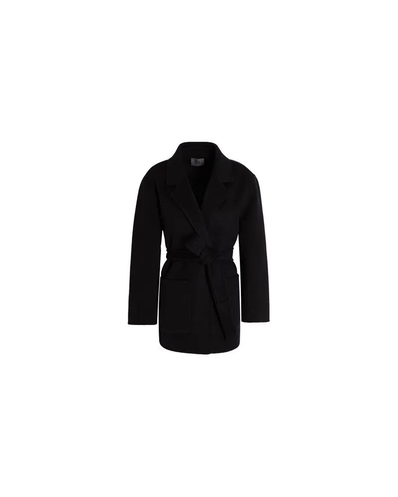 8 by Yoox BELTED SHORT COAT  - JACKEN & MÄNTEL - Mäntelauf YOOX.COM Schwarz