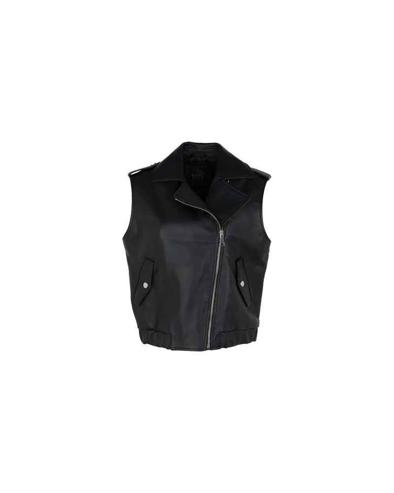 8 by Yoox LEATHER SLEEVELESS BIKER GILET   - JACKEN & MÄNTEL - Jacken und Anoraksauf YOOX.COM Schwarz